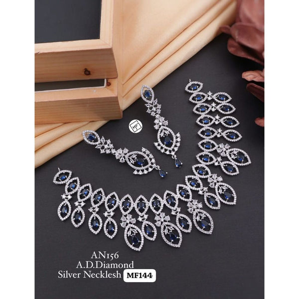 Akruti Collection Silver Plated AD Necklace Set