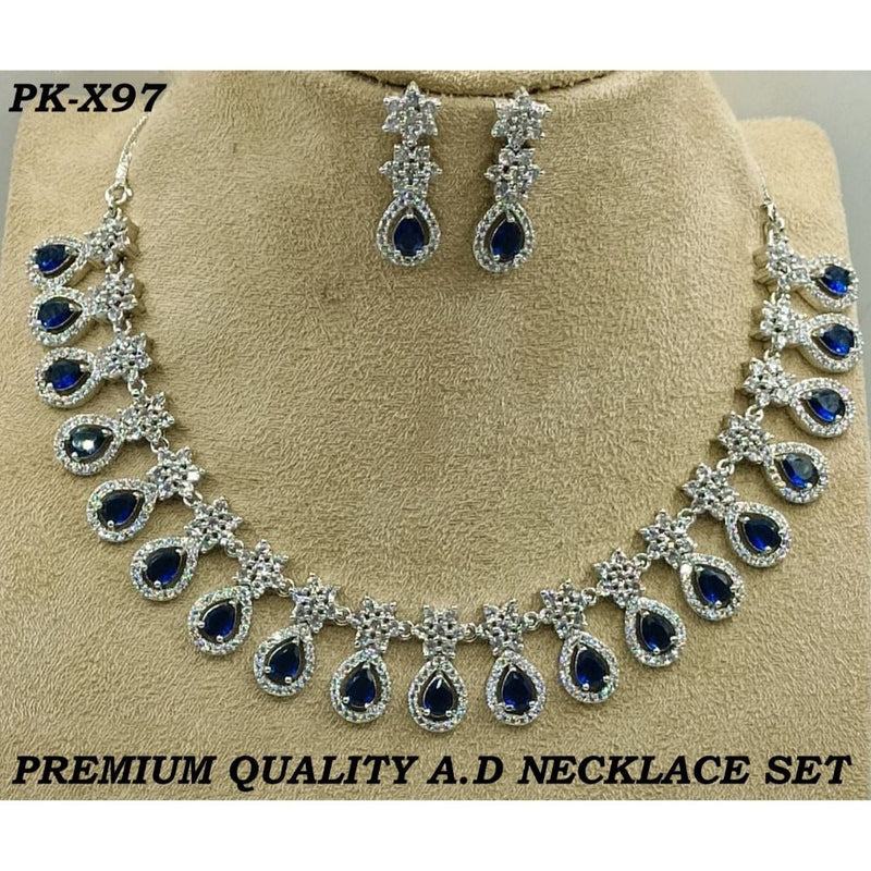 Akruti Collection Silver Plated AD Stone Necklace Set