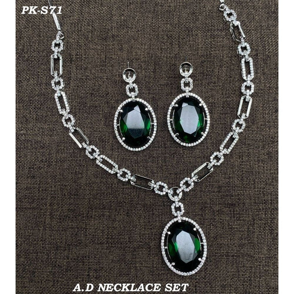 Akruti Collection Silver Plated AD Stone Necklace Set