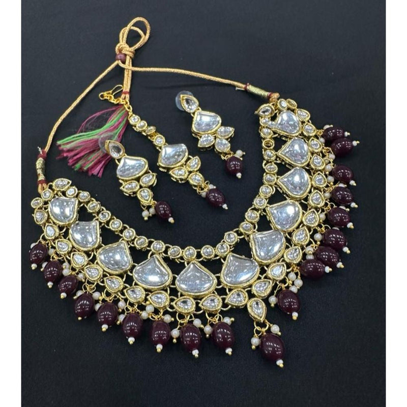 Akruti Collection Gold Plated Kundan Necklace Set