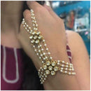Akruti Collection Gold Plated Kundan Stone Hand Harness