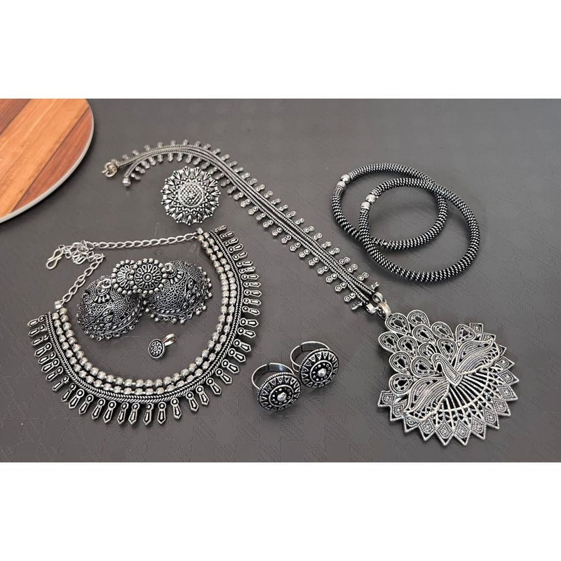 Akruti Collection Oxidised Combo Set