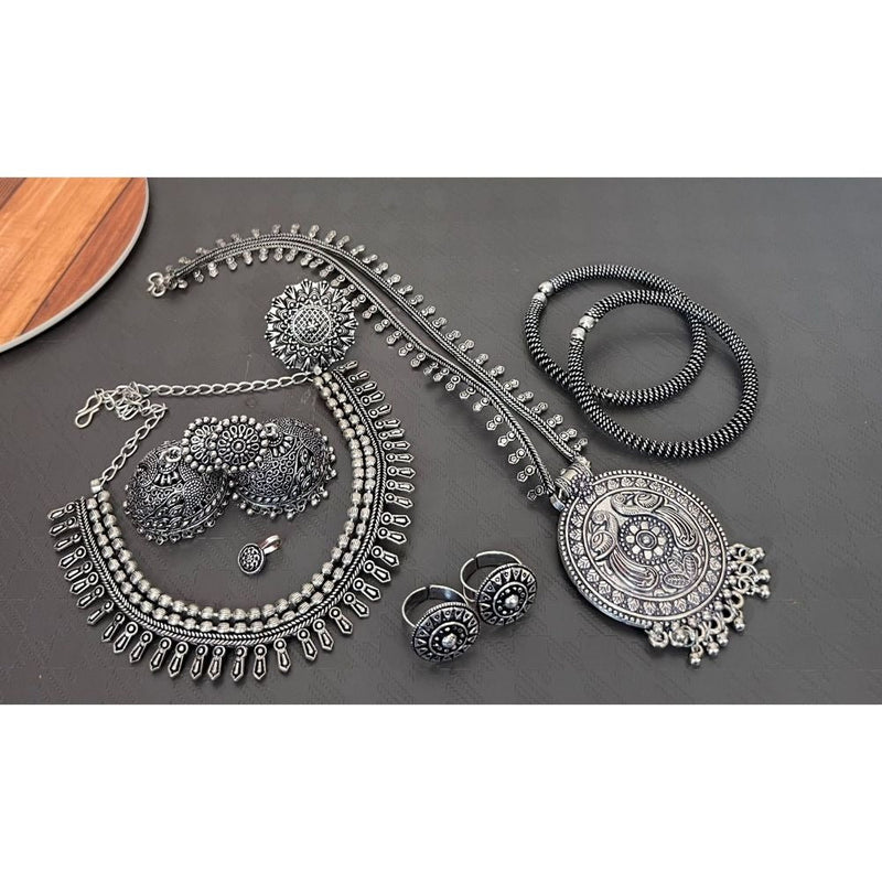 Akruti Collection Oxidised Combo Set