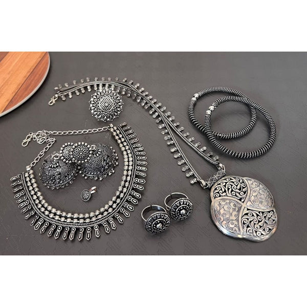 Akruti Collection Oxidised Combo Set