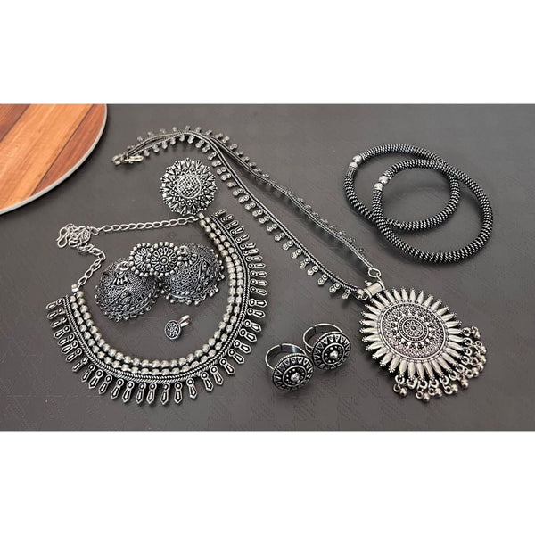 Akruti Collection Oxidised Combo Set