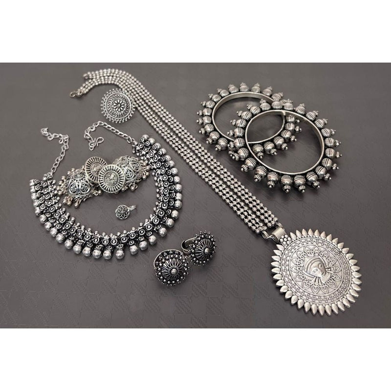 Akruti Collection Oxidised Combo Set