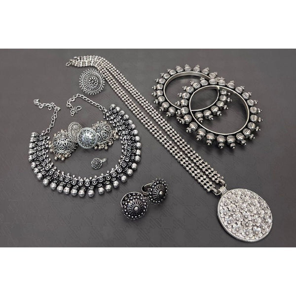 Akruti Collection Oxidised Combo Set