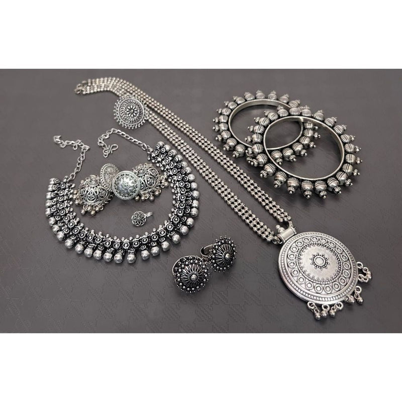 Akruti Collection Oxidised Combo Set