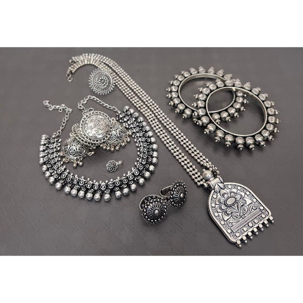 Akruti Collection Oxidised Combo Set