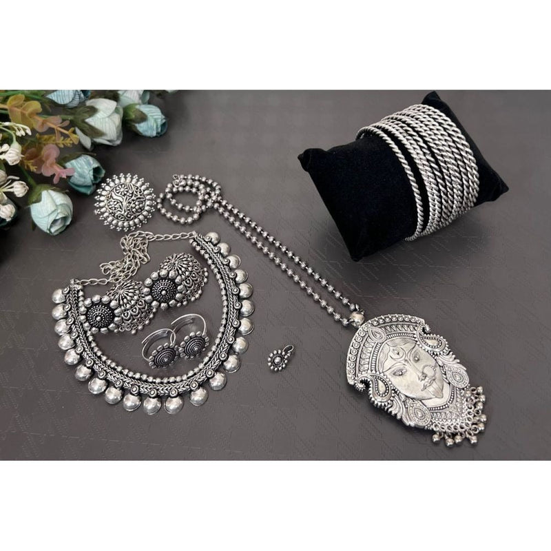 Akruti Collection Oxidised Combo Set