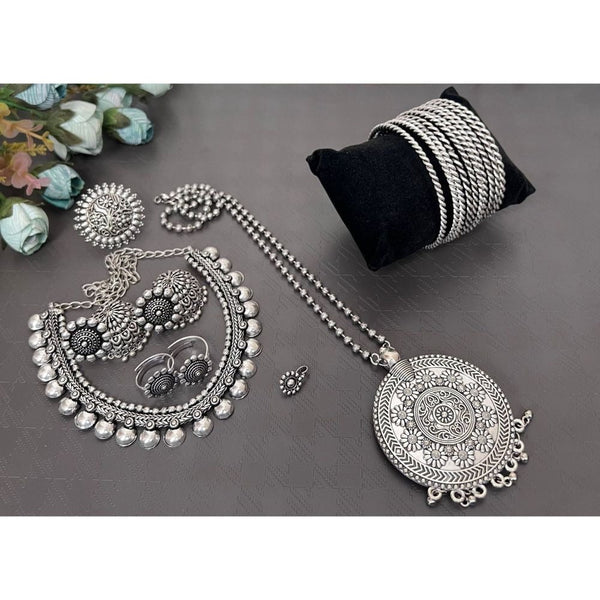 Akruti Collection Oxidised Combo Set