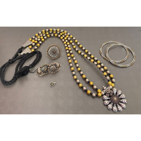 Akruti Collection Oxidised Combo Set