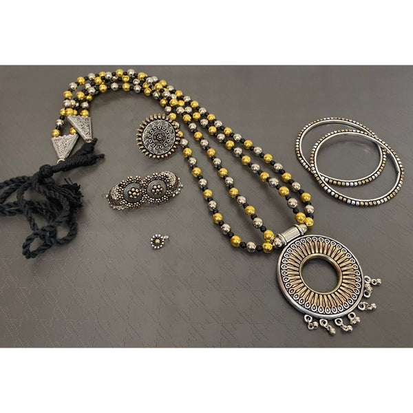 Akruti Collection Oxidised Combo Set