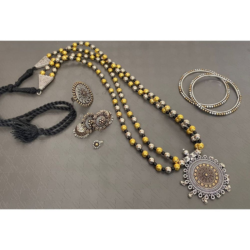 Akruti Collection Oxidised Combo Set