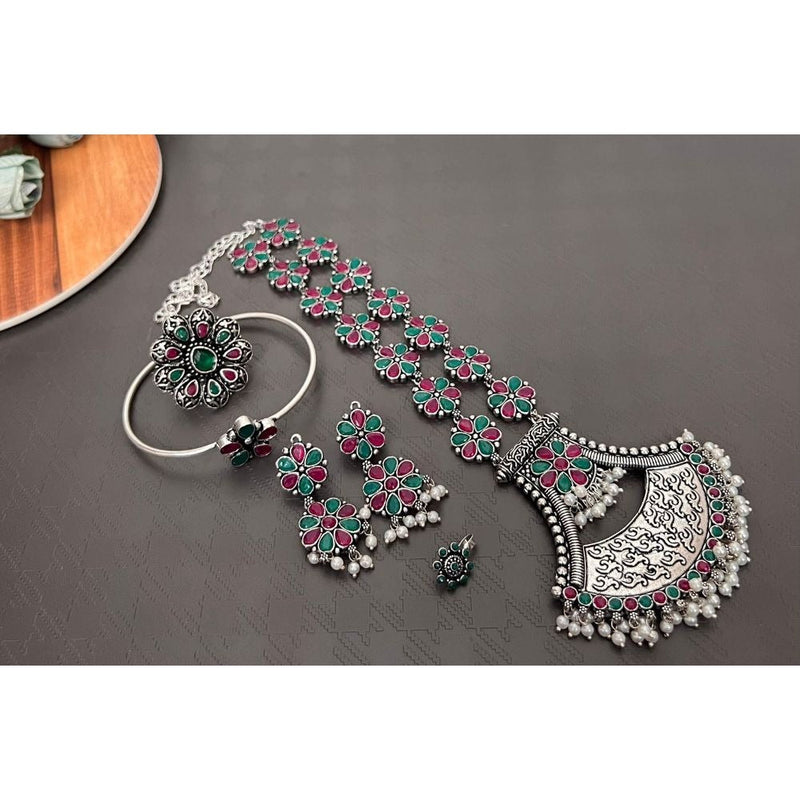 Akruti Collection Oxidised Combo Set