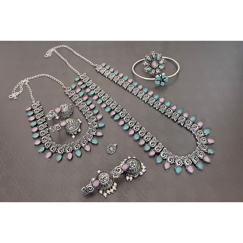 Akruti Collection Oxidised Combo Set