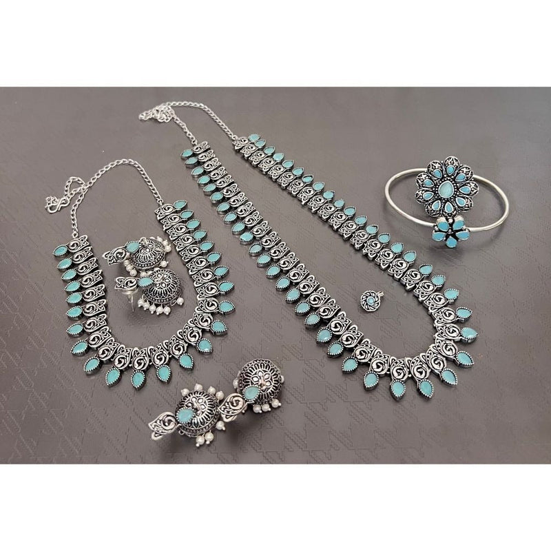 Akruti Collection Oxidised Combo Set