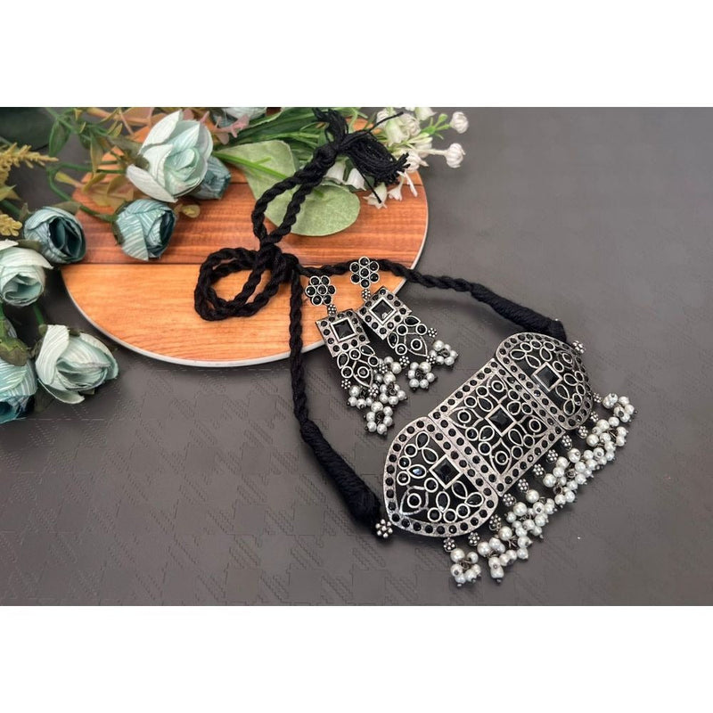 Akruti Collection Oxidised Choker Necklace Set