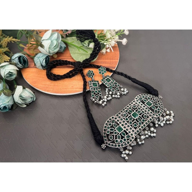 Akruti Collection Oxidised Choker Necklace Set