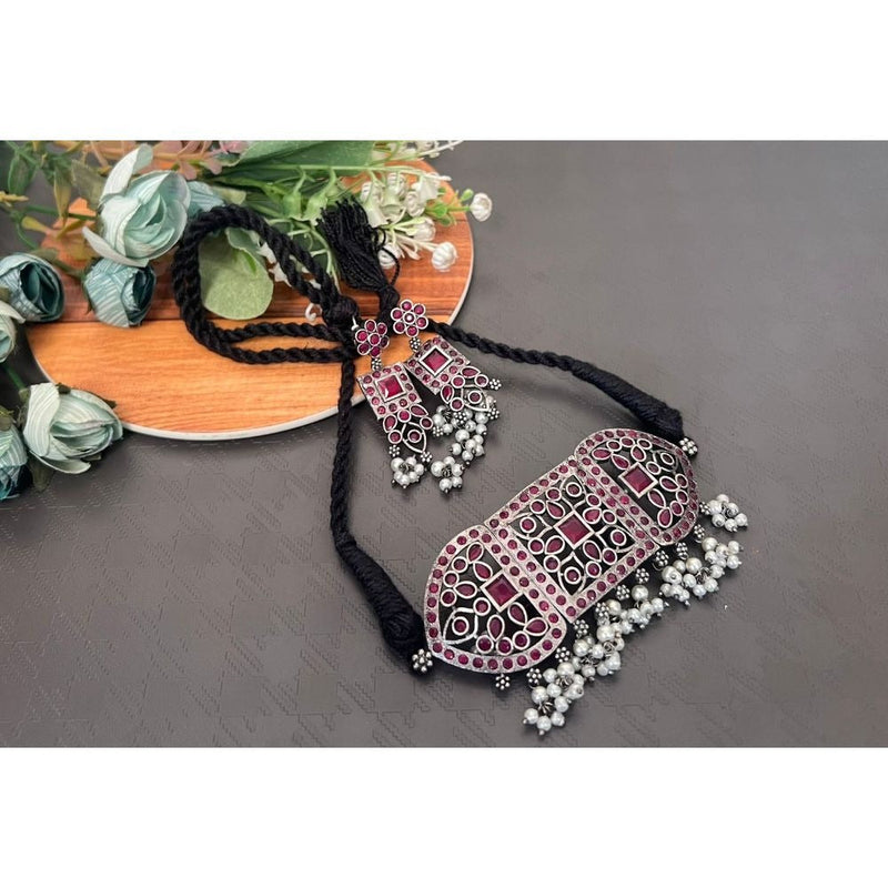 Akruti Collection Oxidised Choker Necklace Set