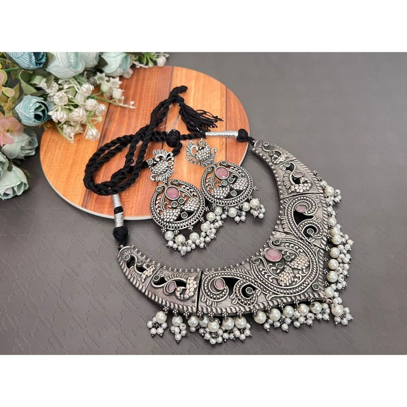 Akruti Collection Oxidised Necklace Set