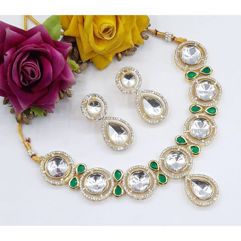 Akruti Collection Gold Plated AD & Kundan Necklace Set