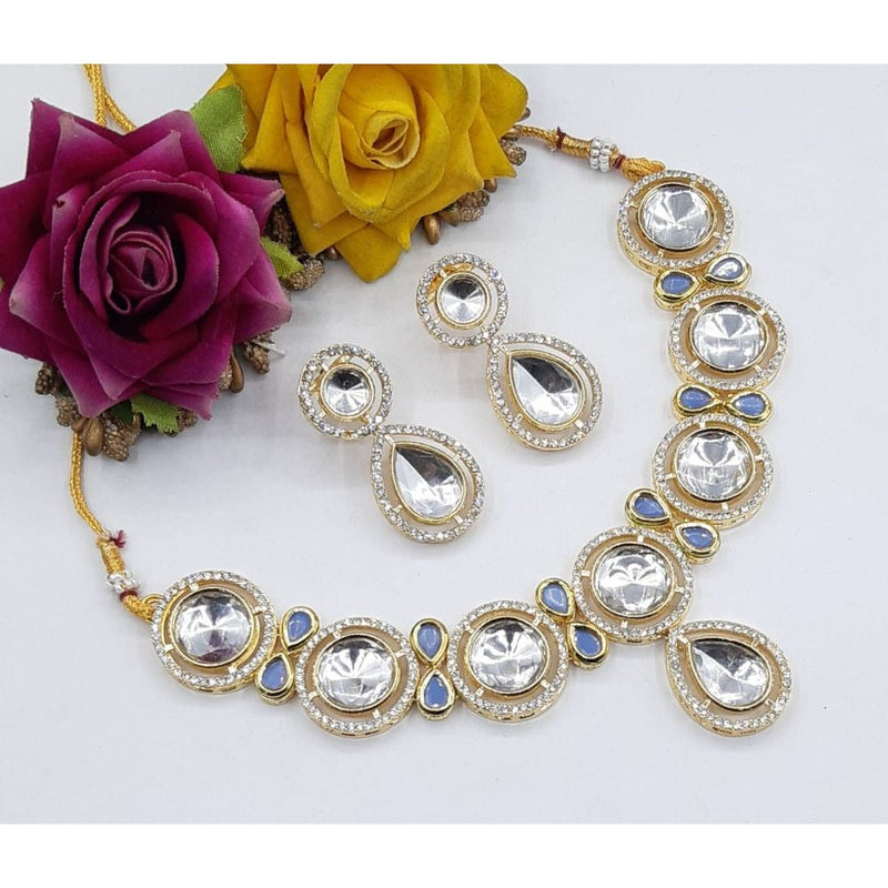 Akruti Collection Gold Plated AD & Kundan Necklace Set