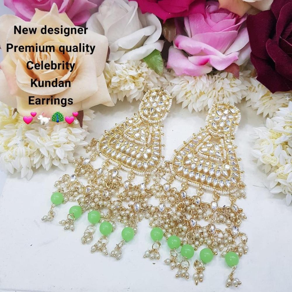 Akruti Collection Gold Plated Kundan Dangler Earrings