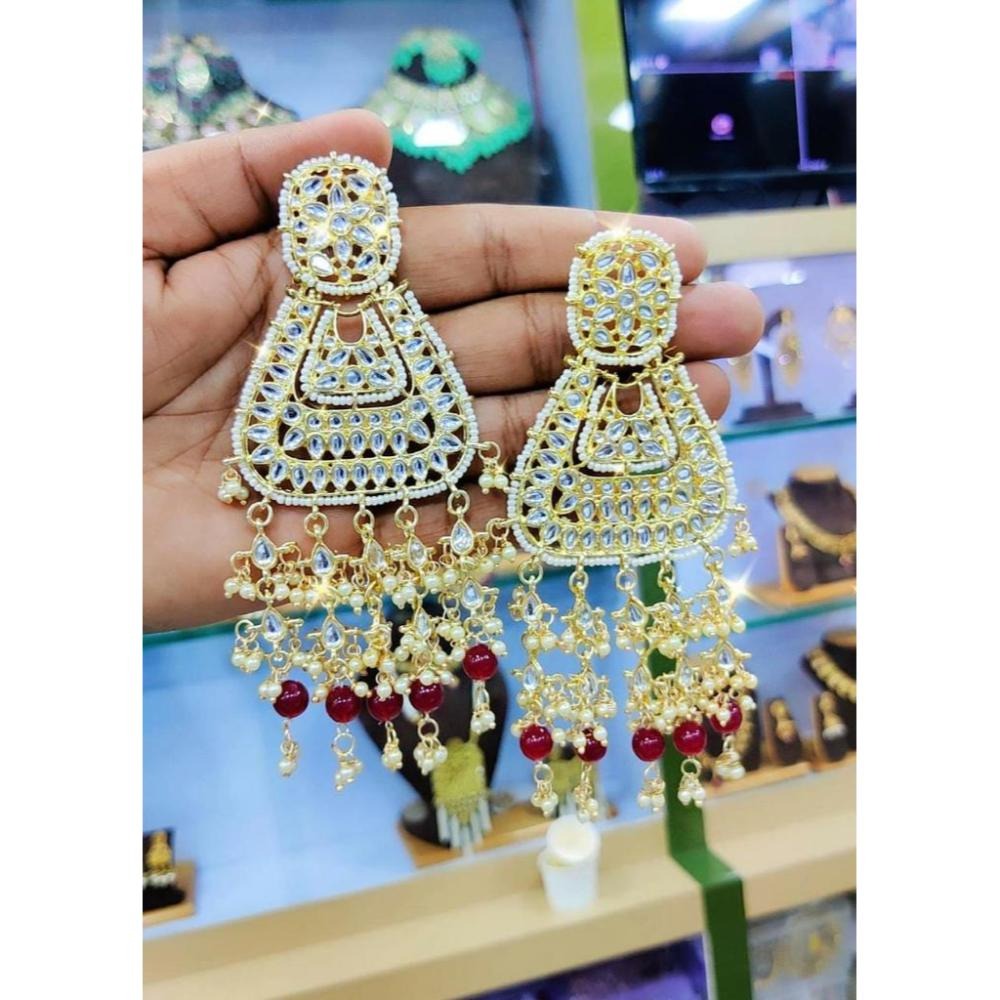 Akruti Collection Gold Plated Kundan Dangler Earrings