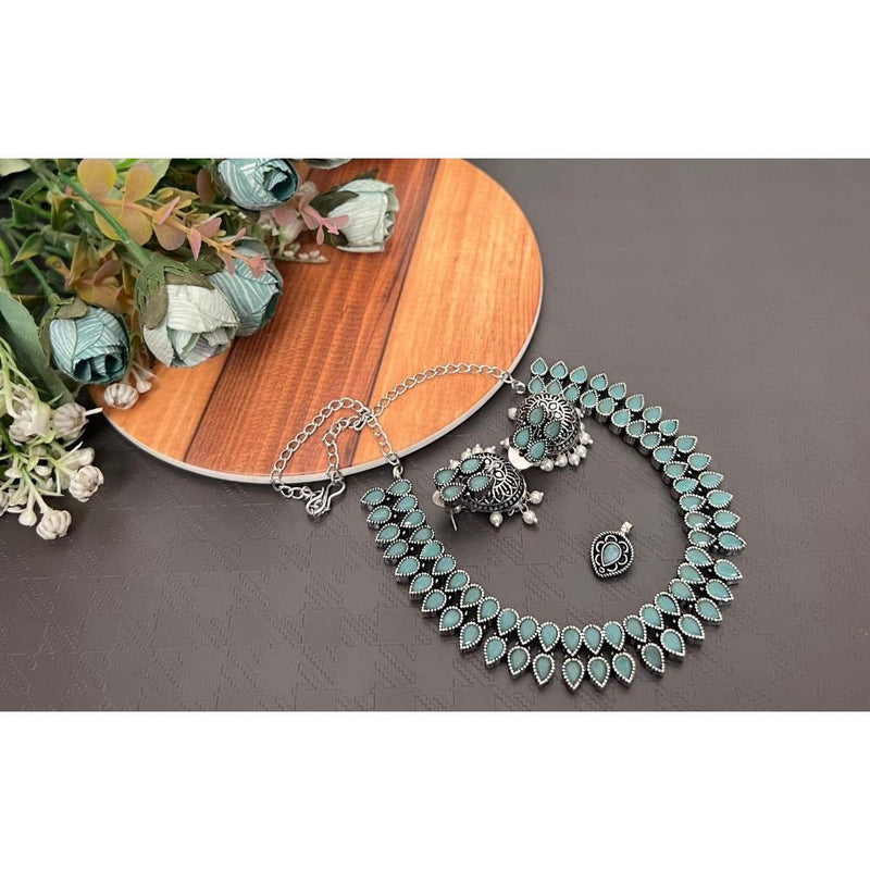 Akruti Collection Oxidised Plated Pota  Necklace Set