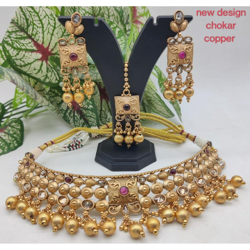 Akruti Collection Gold Plated Choker Necklace Set