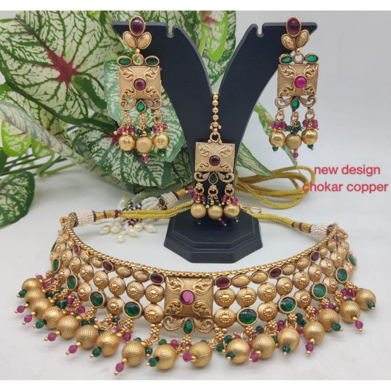 Akruti Collection Gold Plated Choker Necklace Set