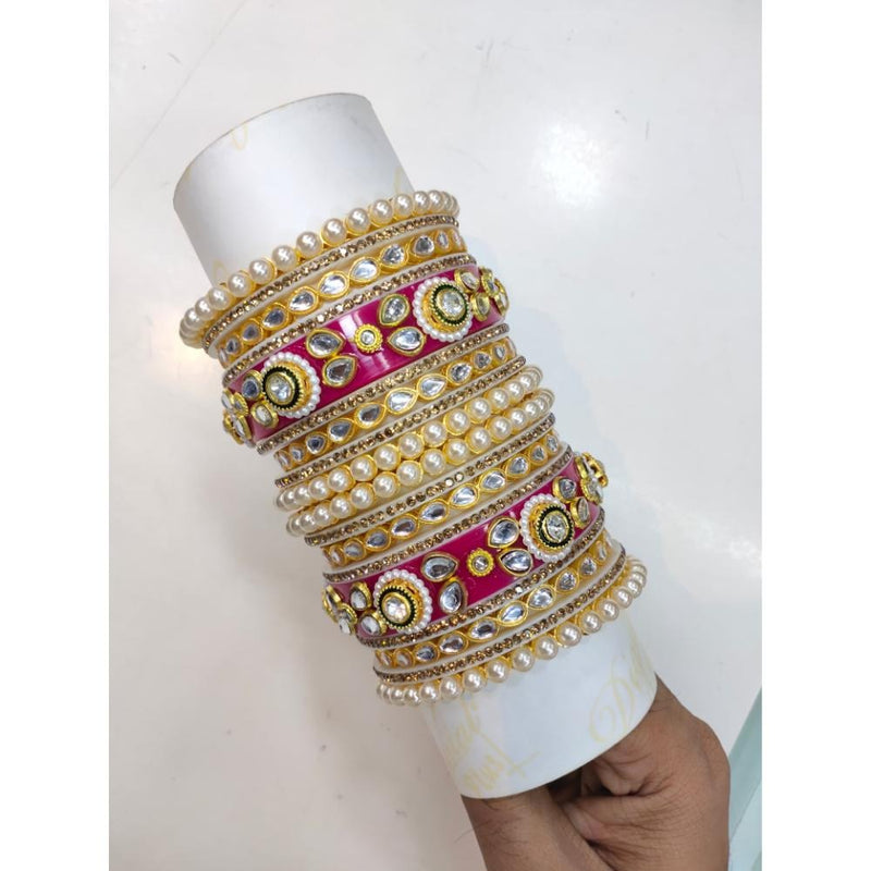 Akruti Collection Gold Plated Kundan  Bangles Set