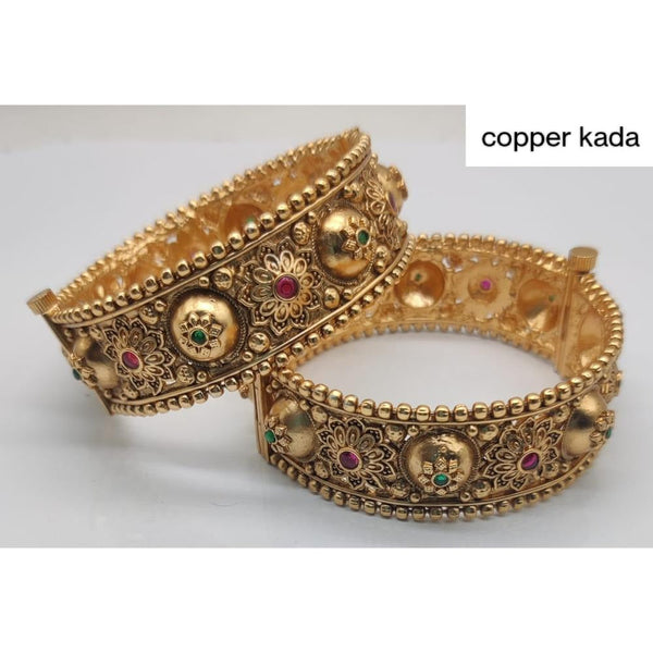 Akruti Collection Gold Plated Kundan Openable Kada