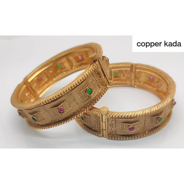 Akruti Collection Gold Plated Pota Stone Openable Kada