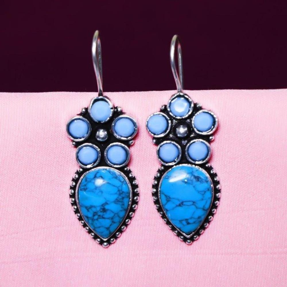 Akruti Collection Oxidised Plated Crystal Stone Dangler Earrings