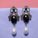 Akruti Collection Oxidised Plated Crystal Stone Dangler Earrings