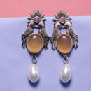 Akruti Collection Oxidised Plated Crystal Stone Dangler Earrings