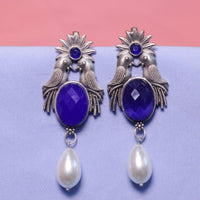 Akruti Collection Oxidised Plated Crystal Stone Dangler Earrings