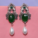 Akruti Collection Oxidised Plated Crystal Stone Dangler Earrings