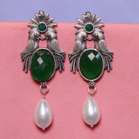 Akruti Collection Oxidised Plated Crystal Stone Dangler Earrings