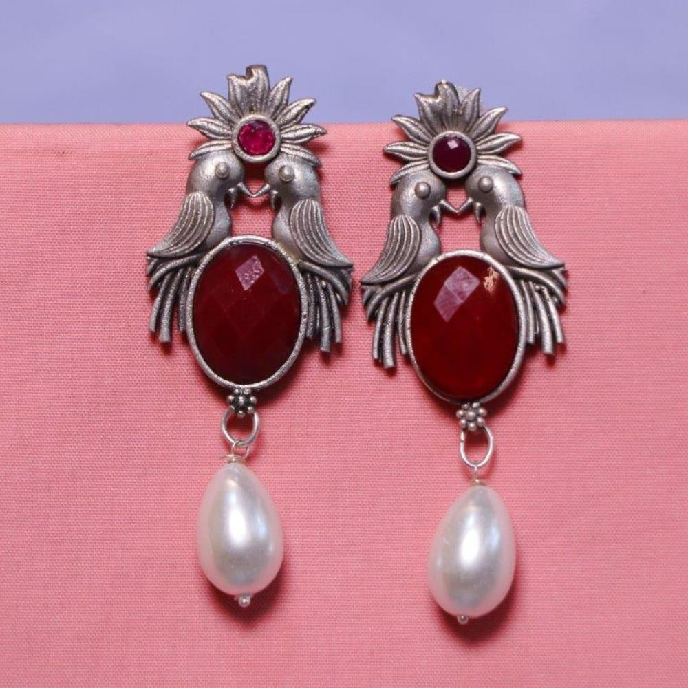 Akruti Collection Oxidised Plated Crystal Stone Dangler Earrings