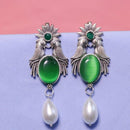 Akruti Collection Oxidised Plated Crystal Stone Dangler Earrings
