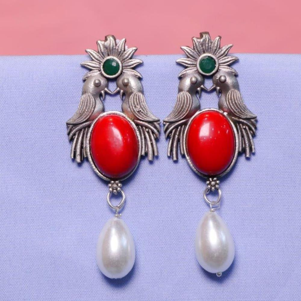 Akruti Collection Oxidised Plated Crystal Stone Dangler Earrings