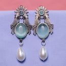 Akruti Collection Oxidised Plated Crystal Stone Dangler Earrings