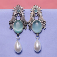 Akruti Collection Oxidised Plated Crystal Stone Dangler Earrings