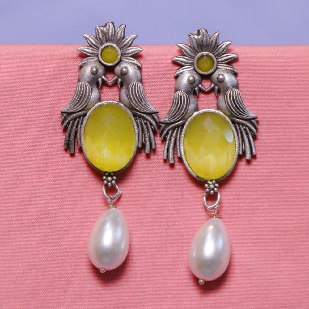 Akruti Collection Oxidised Plated Crystal Stone Dangler Earrings