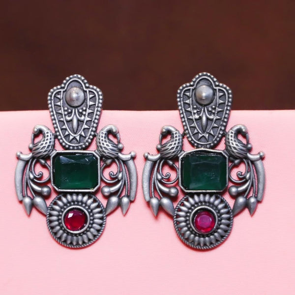Akruti Collection Oxidised Plated Crystal Stone Dangler Earrings
