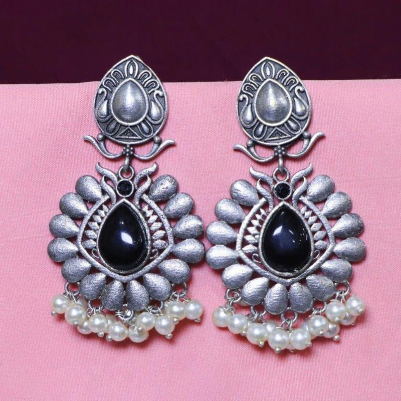 Akruti Collection Oxidised Plated Crystal Stone Dangler Earrings