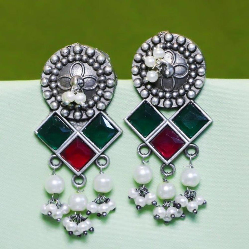 Akruti Collection Oxidised Plated Crystal Stone Dangler Earrings